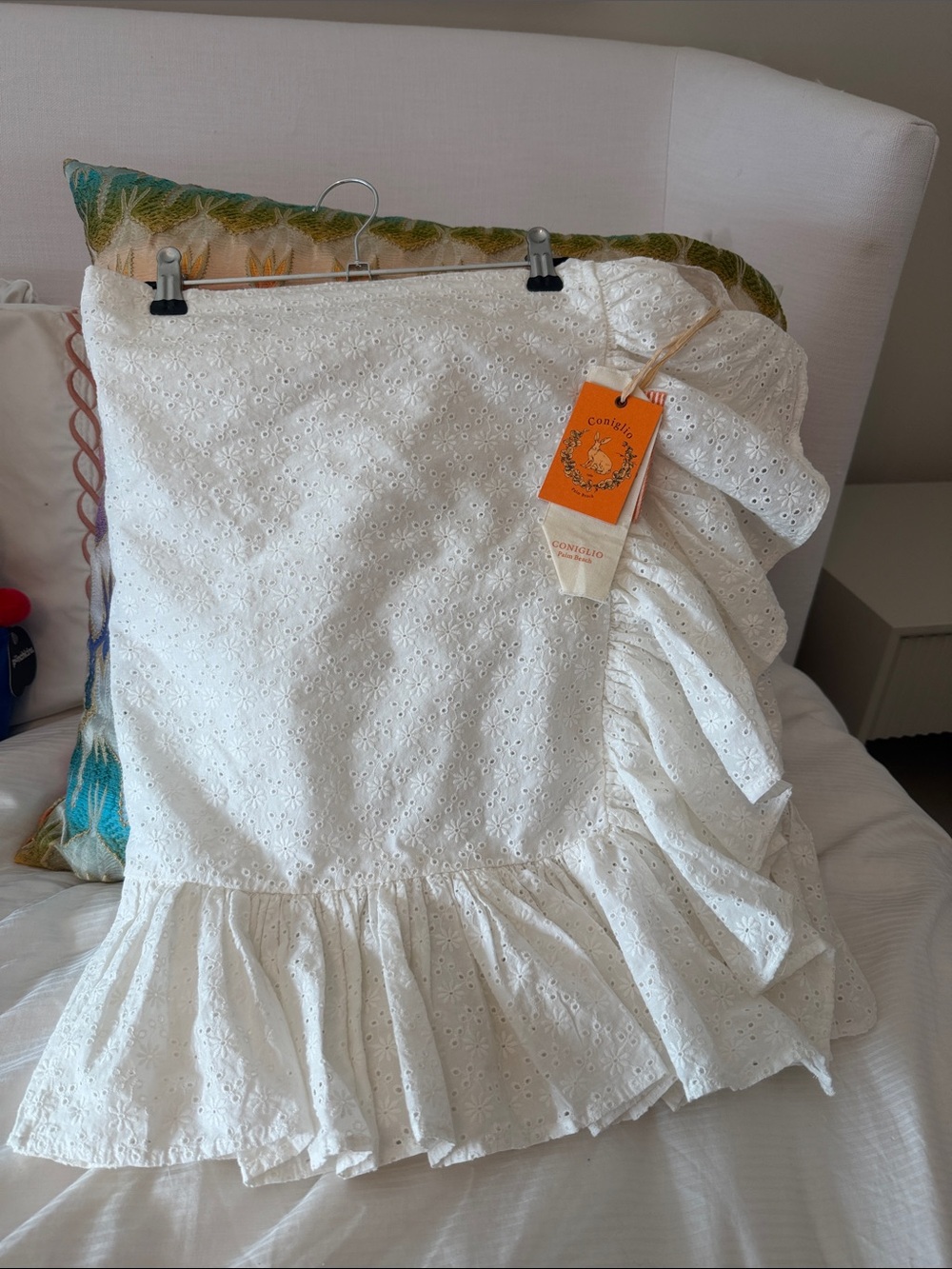 Coniglio Palm Beach White Eyelet Ruffle Mini Pareo Skirt - NWT SIZE 1